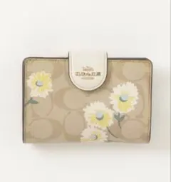 COACH 花柄 二つ折り財布 ベージュ