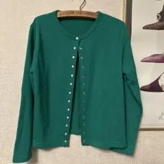 グリーン 長袖カーディガン