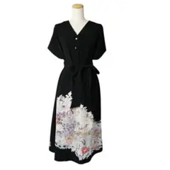 着物リメイク　丹後縮緬の黒留袖から3パターン着れるワンピース　(反物から製作）