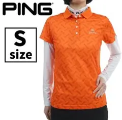 PING ピン レディース 長袖インナー付きポロシャツ オレンジ ゴルフ