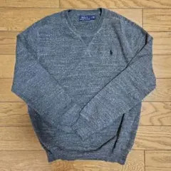 【美品】ラルフローレン グレー クルーネック ニット S 霜降り