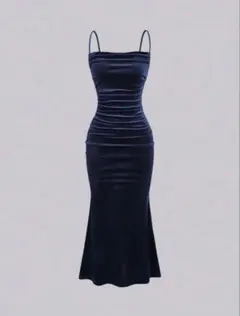 キャミソール ロングドレス ネイビー