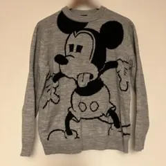 GU/Disney ミッキーマウス 柄ニットセーター size S グレー