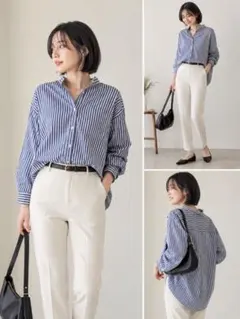 URBAN RESEARCH ストライプ シャツ 長袖 ネイビー 紺 フリーのサムネイル