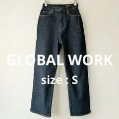 GLOBAL WORK ワイドストレートデニムパンツ/Sサイズ/ダークブルー