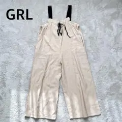 GRL グレイル【M】サロペット オールインワン ウエストリボン ベージュ