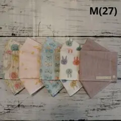 【M】(27)女の子柄【ハンドメイド立体マスク】5枚セット 布マスクハンドメイド