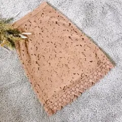 ロペピクニック　花柄レースタイトスカート（38）膝丈　くすみピンク総柄a1234