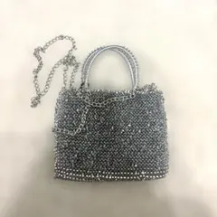 ビーズワイヤーバッグ ショルダーバッグ アンテプリマ風 シルバー