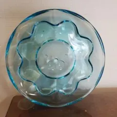 ミスドキャラクター透明皿 青いアクセント 直径約10cm