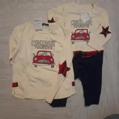 新品·未使用　Moujonjon クリーム色 長袖Tシャツ 120・80