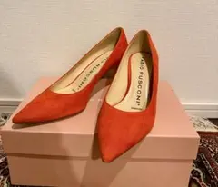 FABIO RUSCONI オレンジ スエード パンプス　37