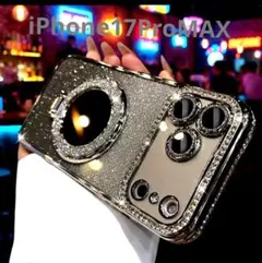 iPhone17ProMax クリアケース グリッター MagSafe シルバー