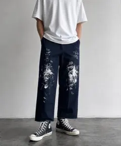 ディッキーズ 874 ワークパンツ W34ネイビー　ペンキ　カットオフのサムネイル