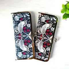 持ち歩きにも♪　ウィリアムモリス がま口かぎ針ケース ブラック