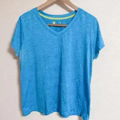 青色 Vネック Tシャツ 1Xサイズ　男女兼用