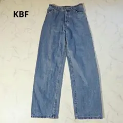 KBF　ワイドテーパードデニムパンツ　ハイウエスト　ダメージ加工　36　ブルーのサムネイル