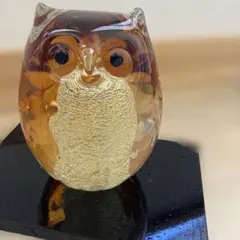 ガラス製フクロウの置物 約10cm