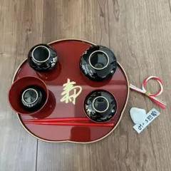 【女の子用】歯固め石付き お食い初め 漆塗り食器セット