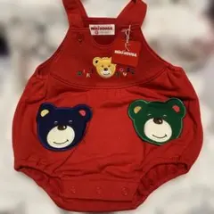 新品未使用タグ付き MIKIHOUSE レッド クマ刺繍ロンパース 85