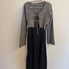 PAGEBOY 長袖ニットカーディガン × キャミワンピース