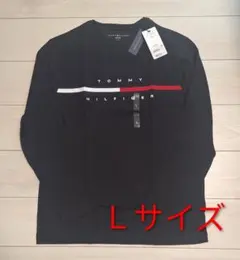 トミーヒルフィガー ロゴ ロングスリーブ Tシャツ クルーネック ブラック 長袖