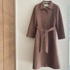 70sビンテージロングコート くすみピンク ウール100％昭和レトロ