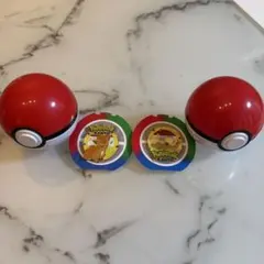 ポケパーク カントー限定 モンスターボール入りピンバッジ 6点、シール