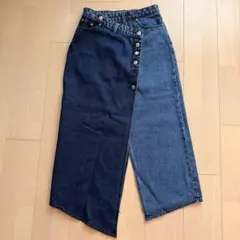 新品タグ付 ベルシュカBershka バイカラー アシンメトリーデニムスカートL