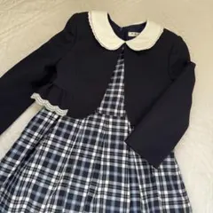 sakura サクラ　フォーマルワンピース　チェック　襟付き　水色　青色　120