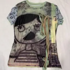 グラフィックプリント 半袖Tシャツ 平成 00s y2k コケット シースルー