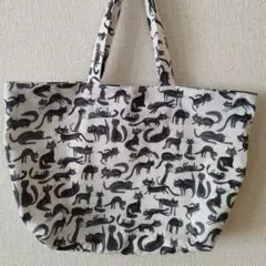 ハンドメイド　大きめ　エコバッグ　トートバッグ　猫柄