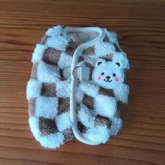 犬服 XSサイズ チェック柄 クマ刺繍