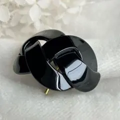 上質アセテート　ツイスト　編み込み　ポニーフック　ヘアカフ/ブラック