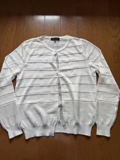 Reflect ストライプ ホワイトカーディガン M