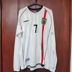 新品イングランド代表 7番 長袖 BECKHAM02日韓W杯ユニフォームXL