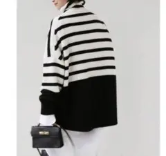 Deuxieme Classe CINOH ボーダー タートルネックニット