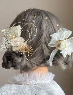 成人式　卒業式　髪飾り　ツインテール　リボンヘア　ヘッドドレス　ヘアアクセサリー