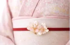 帯留め 桜 レジン ハンドメイド 和装小物 パール