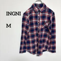 INGNI ネイビー・レッド・ホワイト チェック柄 長袖ネルシャツ c291⑦