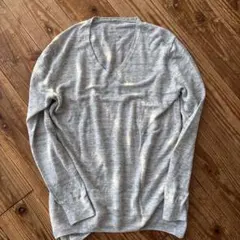 MUJI グレー Vネック 麻100%長袖　M レディース　リネン　無印良品のサムネイル