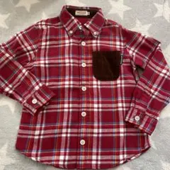 miki HOUSE 赤系チェック 長袖シャツ 110