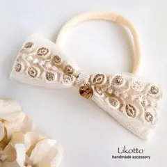 【BH021】 ベビーヘアバンド　赤ちゃんヘアアクセサリー　刺繍リボンフォーマル