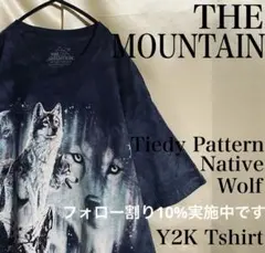 Y2K古着 ザマウンテン tシャツ タイダイ デカロゴ アニマル ビッグプリント