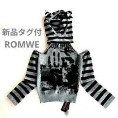 【新品タグ付】Y2K ROMWE 猫耳フード ニットトップス グランジ パンク