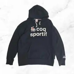 le coq sportifスウェットパーカー長袖 花刺繍ロゴプリント 秋冬 紺のサムネイル