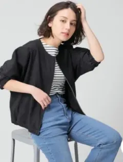 Honeys　GLACIER　lusso　8分袖ブルゾン　Ｌ　ブラック