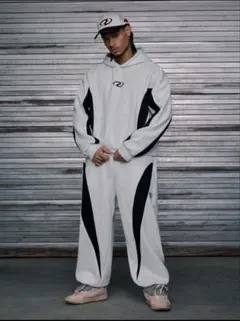 メンズ スウェットセットアップ 白 黒