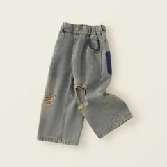 新品✨ 120㎝ 韓国 キッズ デニム パンツ 子供服 ユニセックス カジュアル