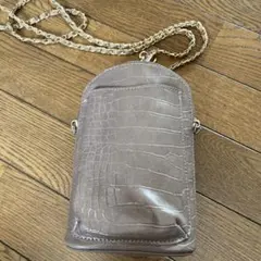 クロコ型押し　スマホポーチ　ショルダー　バッグ　チェーン　未使用品！